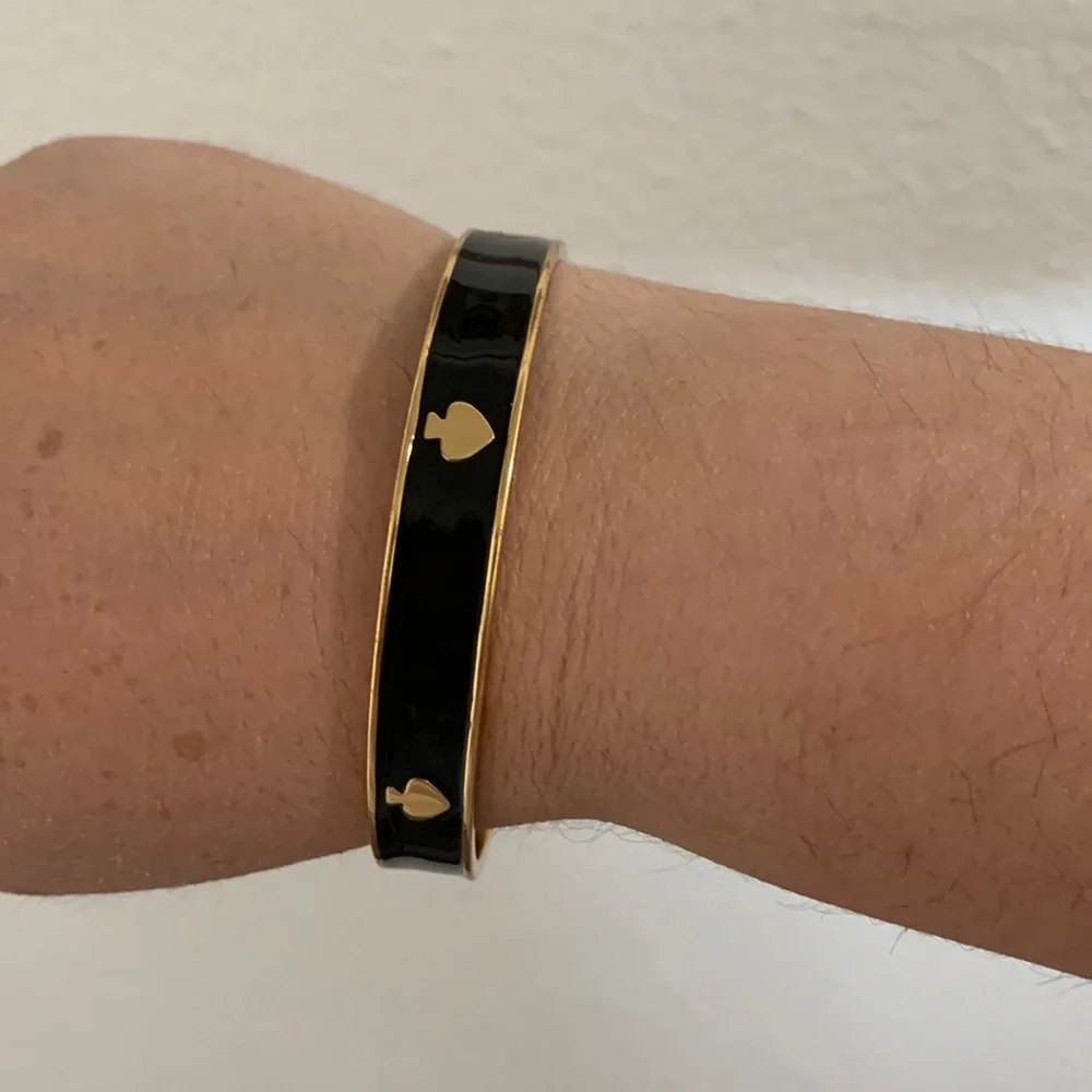 Kate Spade black ace gold bangle bracelet - Picture 2 of 5